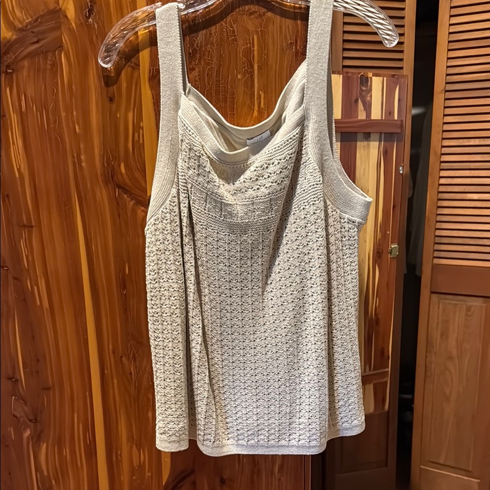 J. Jill Ribbed Cream Sleeveless Tank Top